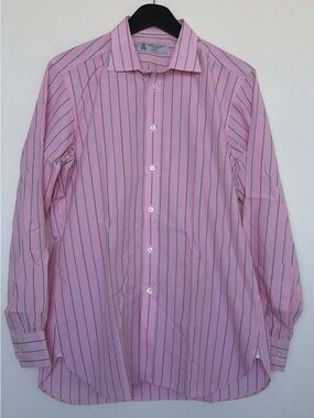 Turnbull & Asser Pink Shirt with Navy and White Stripes